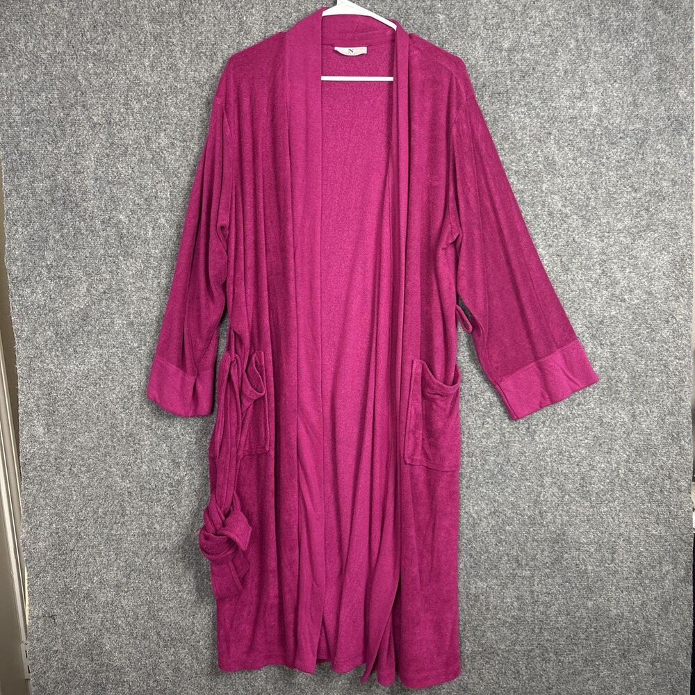 Natori Robe Womens Size 1X Purple Long Cozy Terry